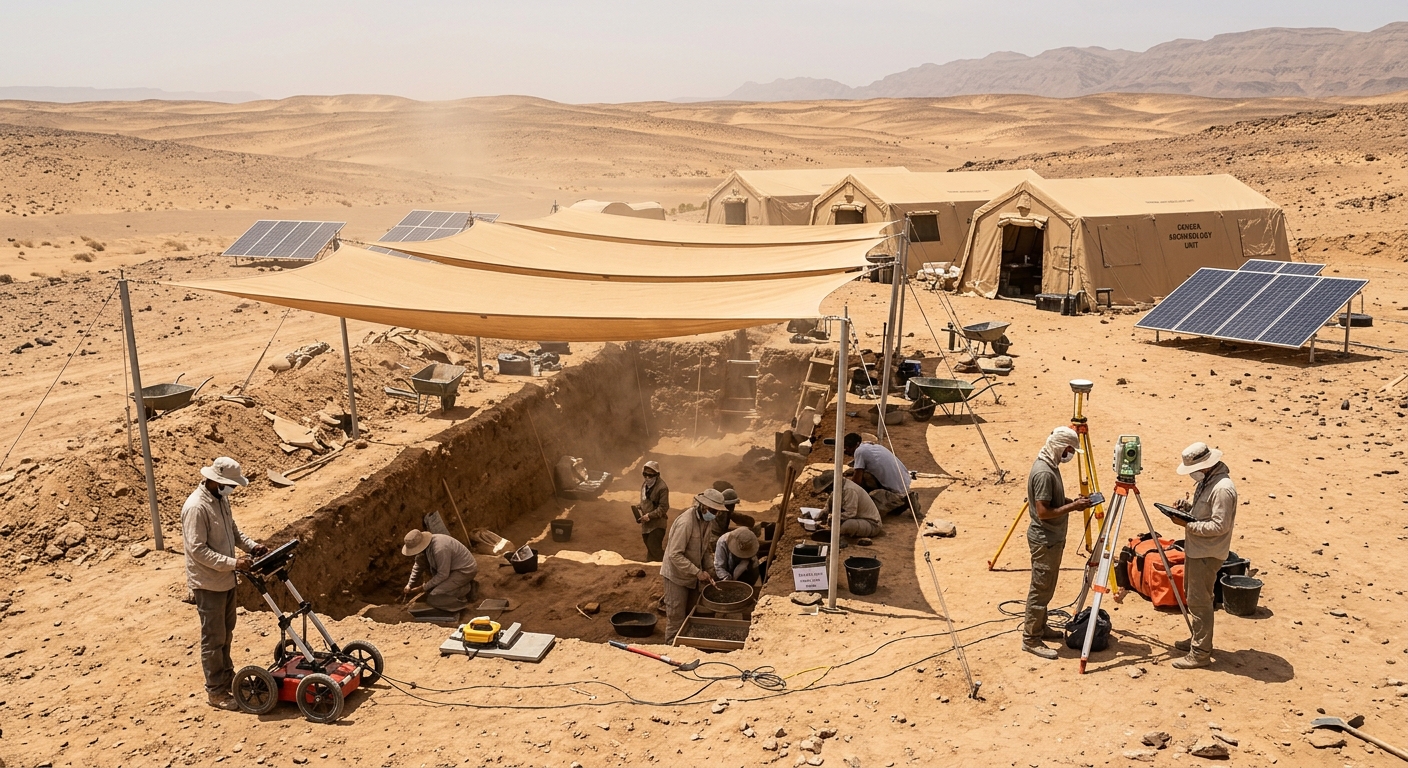 Desert field laboratory with solar power systems