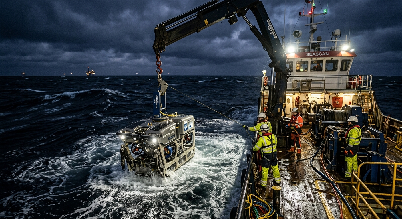 Offshore ROV deployment at sea